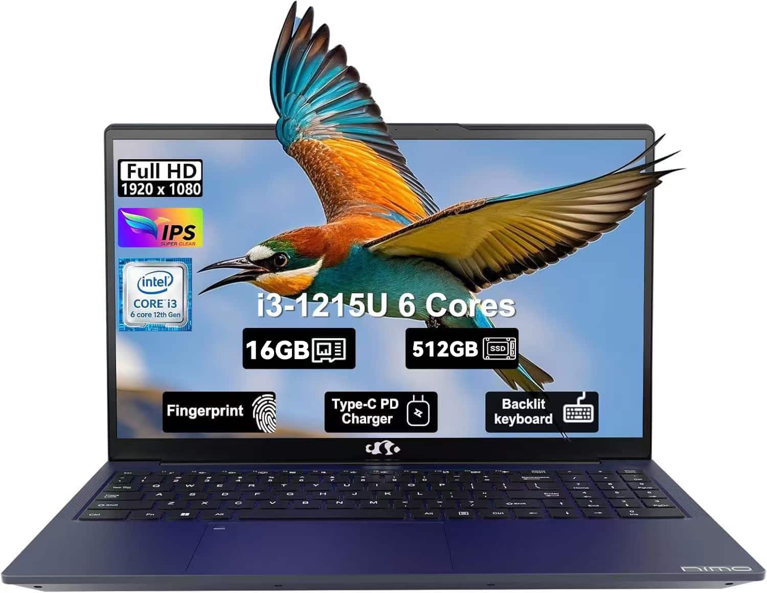 Photos - Software Nimo  15.6" IPS FHD-Laptop Intel 6 Cores i3-1215U 16GB RAM 512GB SSD 4.4GHz - Blue 