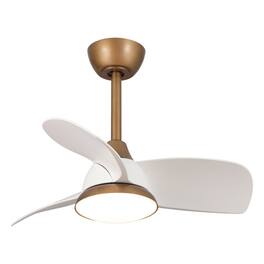 Parrot Uncle - 28-inch Antique Brass Dimmable Ceiling Fan with Light and Remote - White