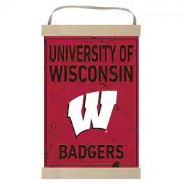 Jardine - Wisconsin Badgers Faux Rust Banner Sign - Red