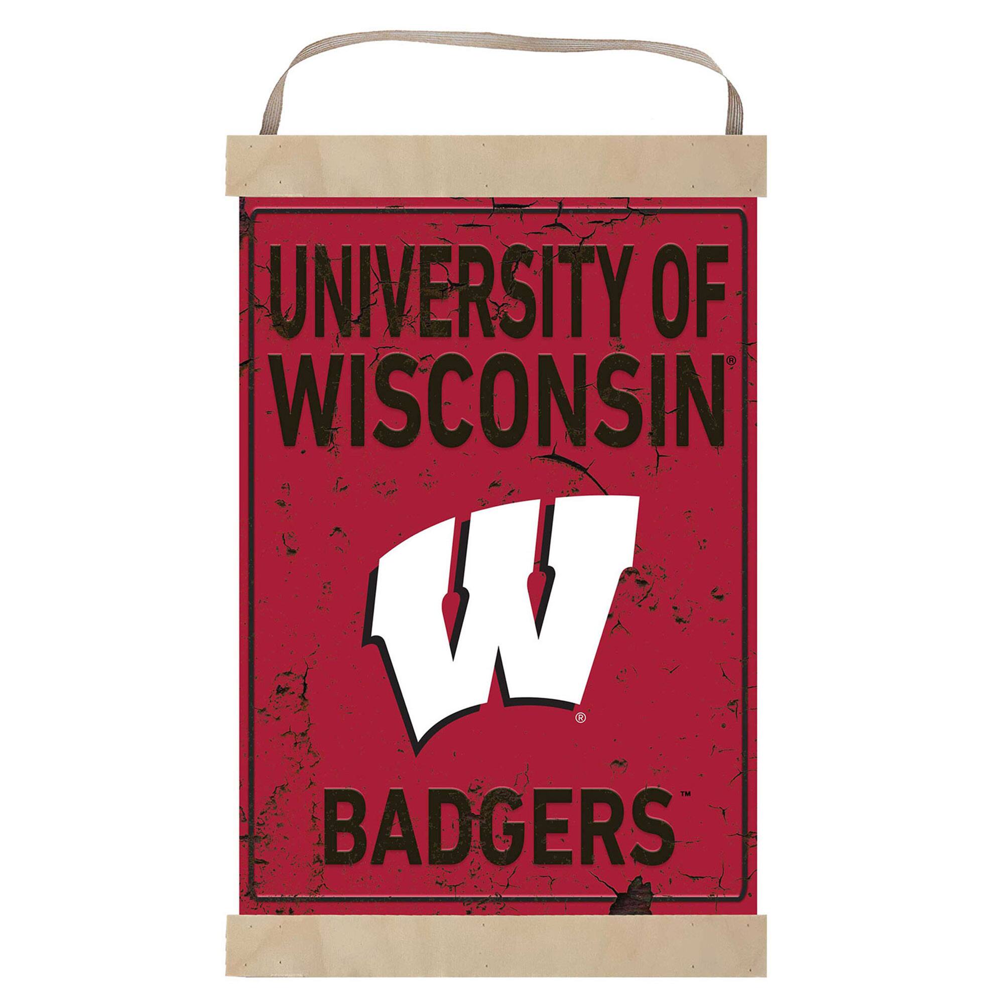 Wisconsin Badgers Faux Rust Banner Sign