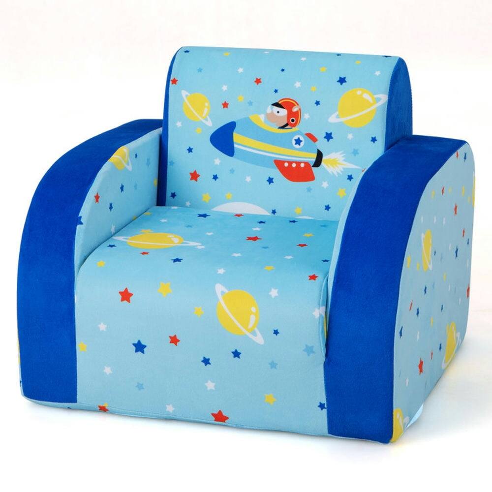 Front. Resenkos - 3 in 1 Convertible Flip Open Kids Sofa for Nap Play Sleep, Kids Chairs for Kids - Blue.