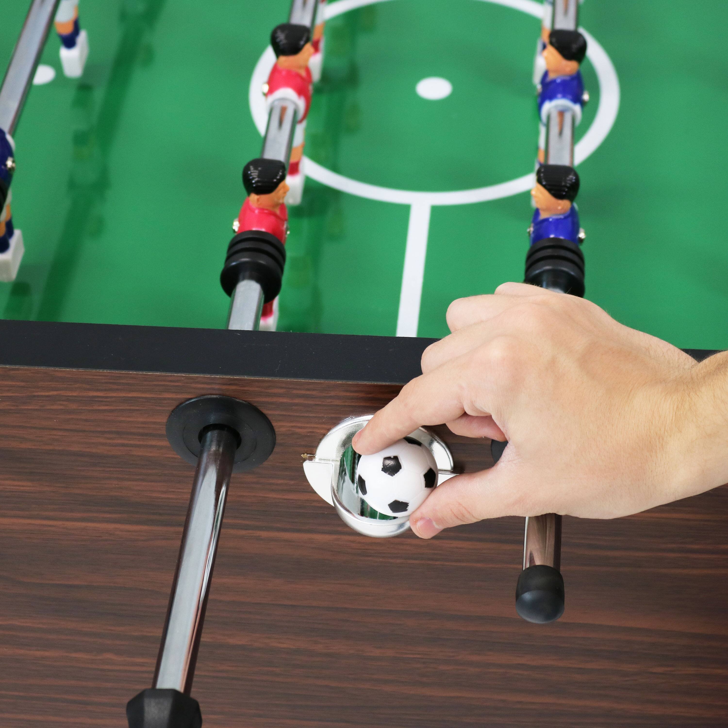 Alt View 4. Sunnydaze - 55 in Faux Wood Foosball Game Table with Folding Drink Holders - Brown.