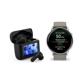 Bundle - Garmin - Venu 4 45mm GPS Smartwatch (Silver/Gray) with Earbuds - 010-03014-01-T7 - (2025)