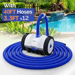 Winado - Automatic Suction-Side Swimming Pool Vacuum Cleaner 11x7in with 39.6FT Tangle-Free Hose for Inground Swimming Pools - White & Navy Blue