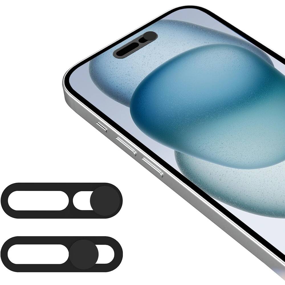 RTMB - Front Camera Privacy Cover for iPhone 14-16 – Plastic, (2-Pack) - Black
