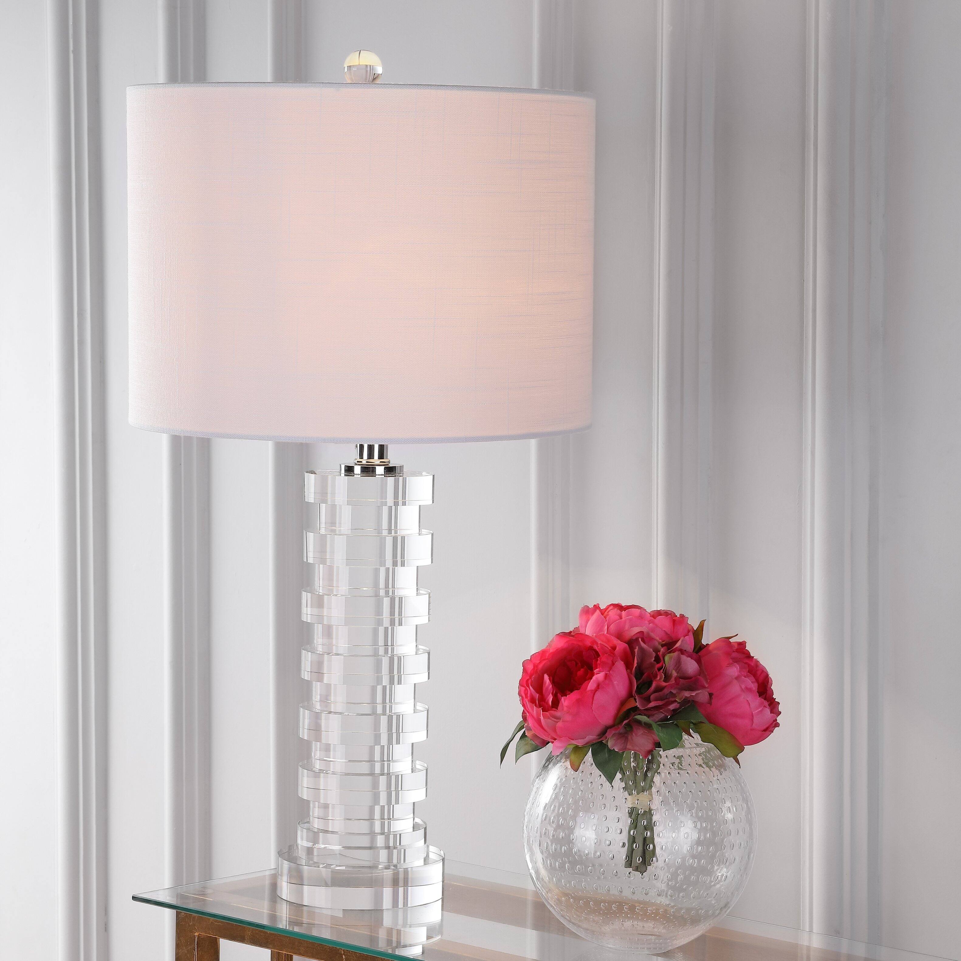 Alt View 1. Jonathan Y - Sasha 25" Crystal LED Table Lamp, Clear - Clear.