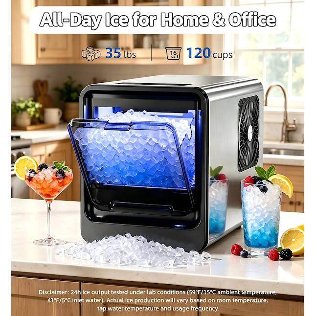 Electactic 34lbs/Day Portable Countertop Nugget Ice Maker Steel - Best Buy