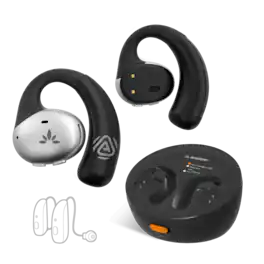 Avantree - Medley Pebble 2 Open-Ear Auracast TV Earbuds with Transmitter and Charging Dock - Black