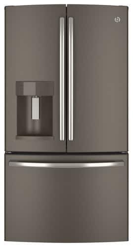 Front Zoom. GE - 25.7 Cu. Ft. French Door Refrigerator with Thru-the-Door Ice and Water - Slate.