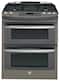 GE - Profile Series 6.8 Cu. Ft. Self-Cleaning Slide-In Double Oven Gas Convection Range - Slate-Front_Standard