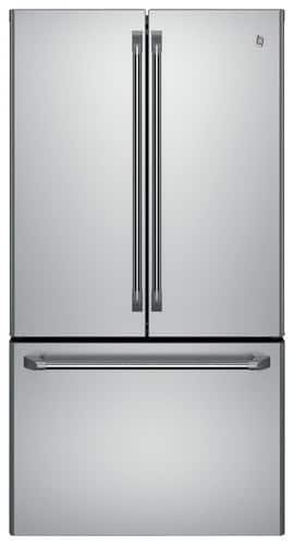 Front. Café Series 23.1 Cu. Ft. Frost-Free Counter-Depth French Door Refrigerator.