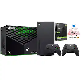 Xbox Series X 1TB Disc Console with Extra Controller, Battery Pack and MightySkins Code Bundle