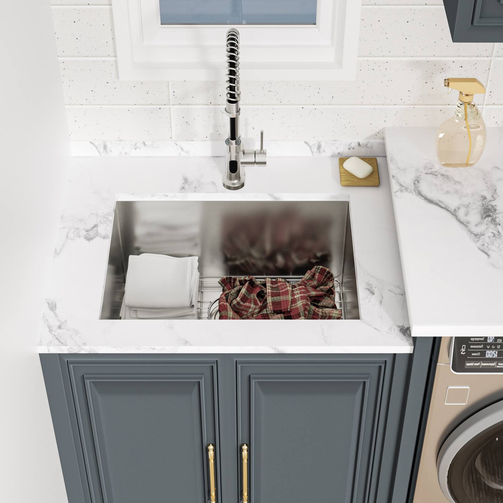 Alt View 1. Lordear - 21x18 Inch Undermount Laundry Sink Under Mount 16 Gauge Stainless Steel RV Single Bowl Kitchen Sink - Stainless steel.