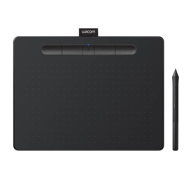 Wacom - Intuos Medium Bluetooth Graphics Drawing Tablet, Includes Training & Software; Works w/ Chromebook Mac Android & Windows - Black
