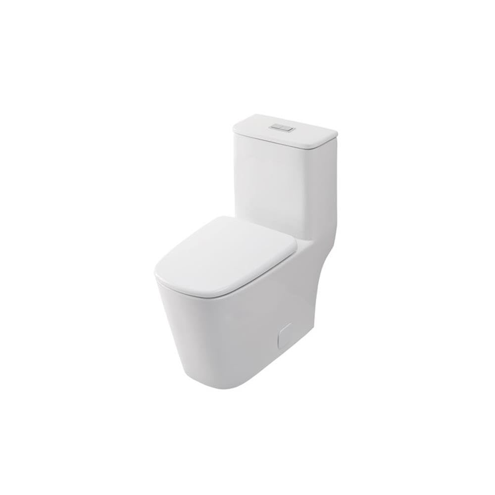 Left. Elegant Kitchen and Bath - Winslet One-piece floor Square Toilet 27x14x31 in White - White.