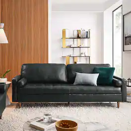 Valour 88" Leather Sofa by Modway - Black