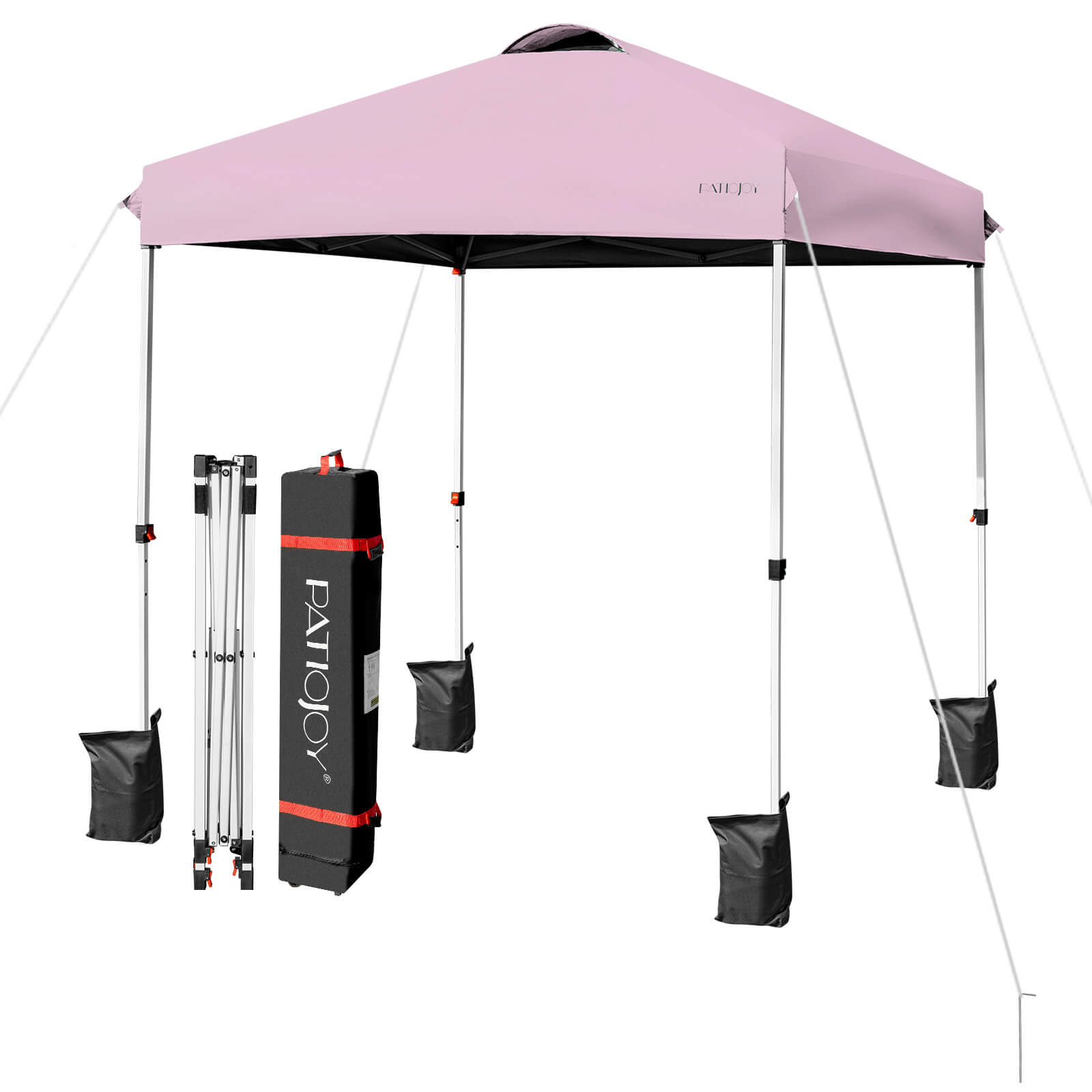 Costway - 6.6' x 6.6' Pop Up Canopy Tent Instant Sun Shade Adjustable Roller Bag - Pink