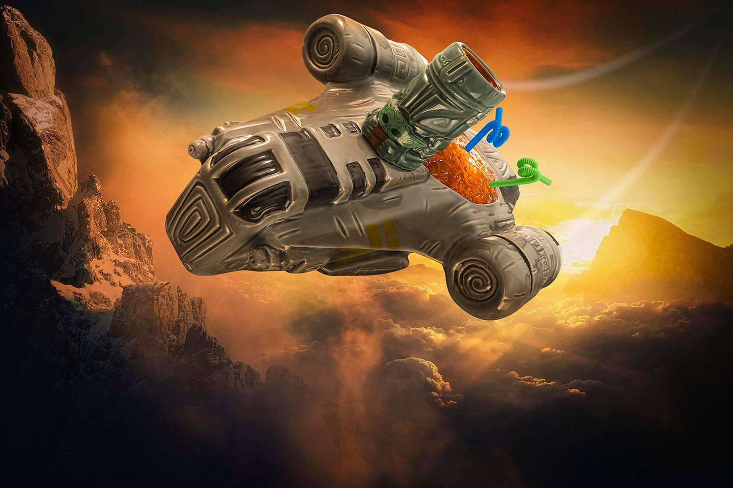 Alt View 10. Star Wars - Geeki Tikis Star Wars: The Mandalorian Razor Crest Punch Bowl With Mini Muglet - Gray.