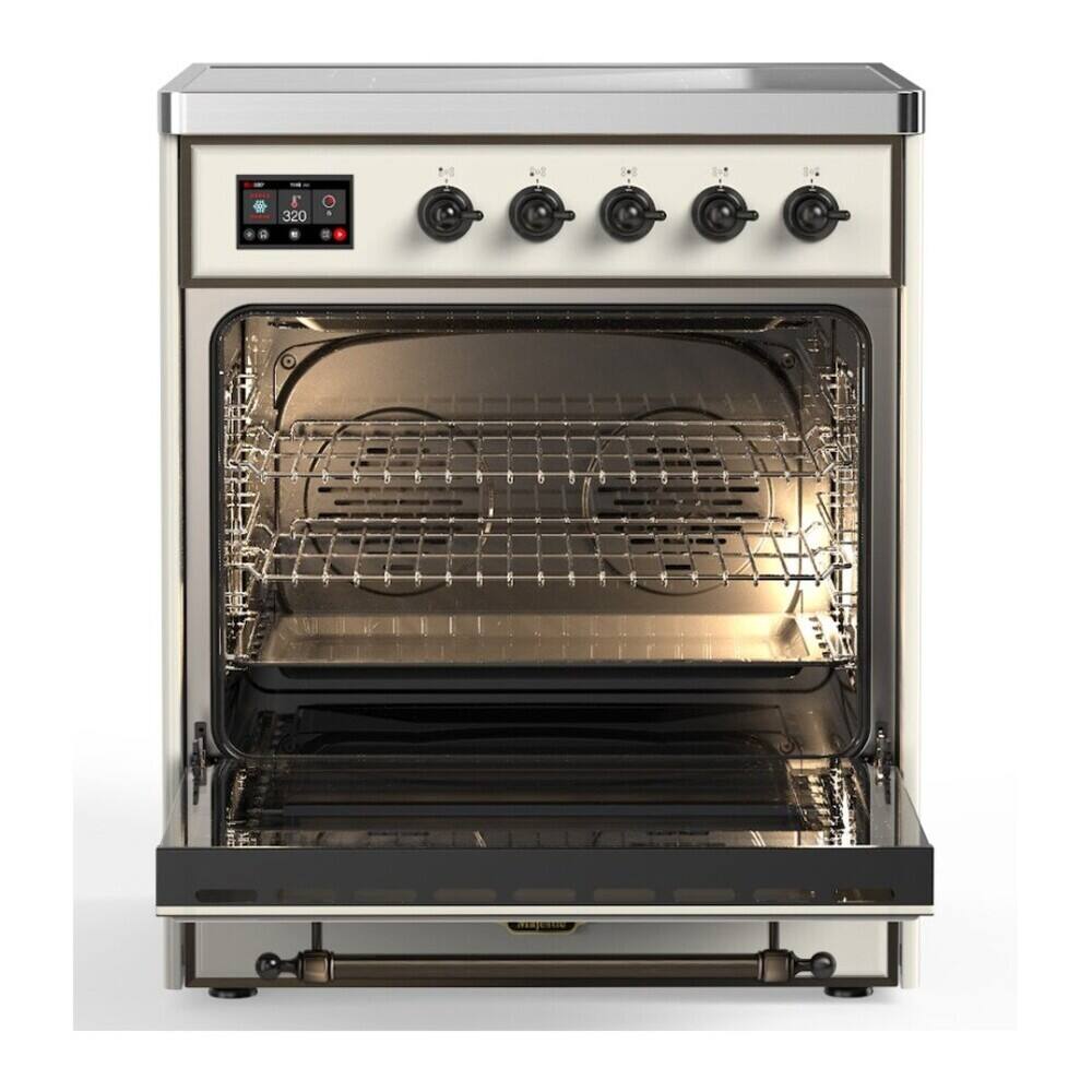 Alt View 3. ILVE - ILVE Majestic II 30 inch Induction Range with 4 Elements (Antique White, Burnished Trim) - Antique White.