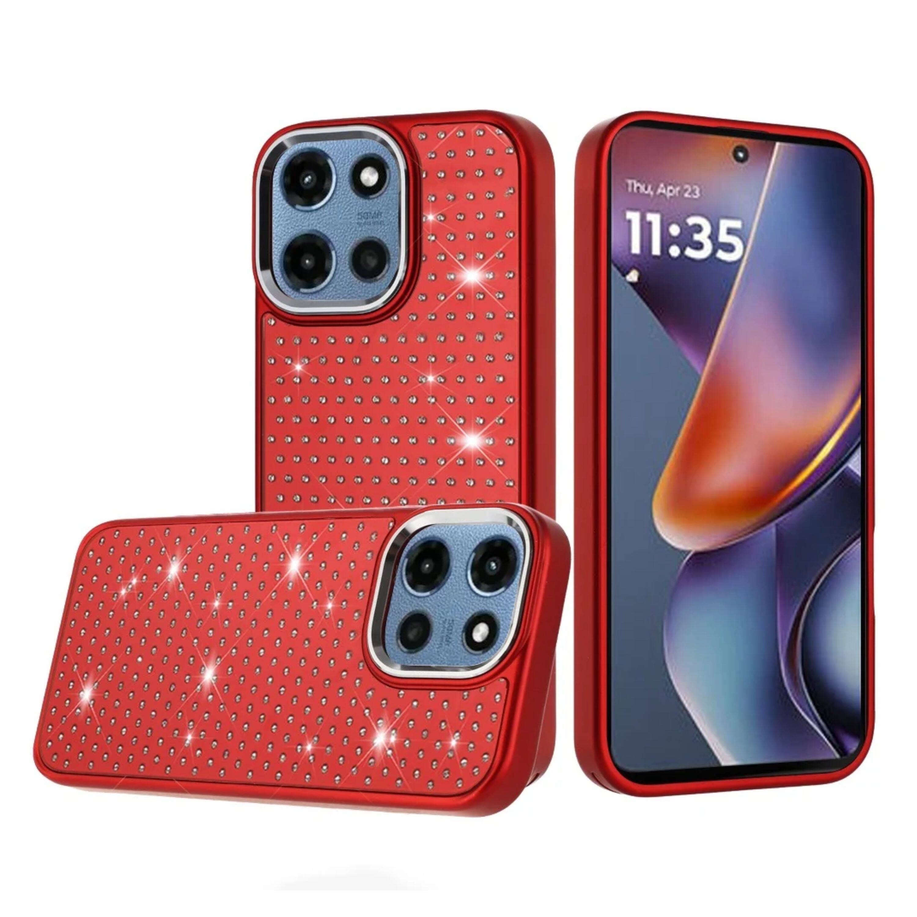 Kitcheniva Faux Crystals Chrome Design Phone Case With Tempered Glass ...