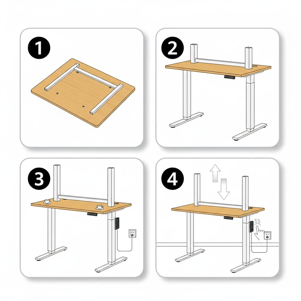 Alt View 2. AOITUN - 40" Electric Standing Desk with 3 Presets, Light Wood Sit Stand Desk, Ergonomic Height Adjustable Table for Small Office - Khaki.