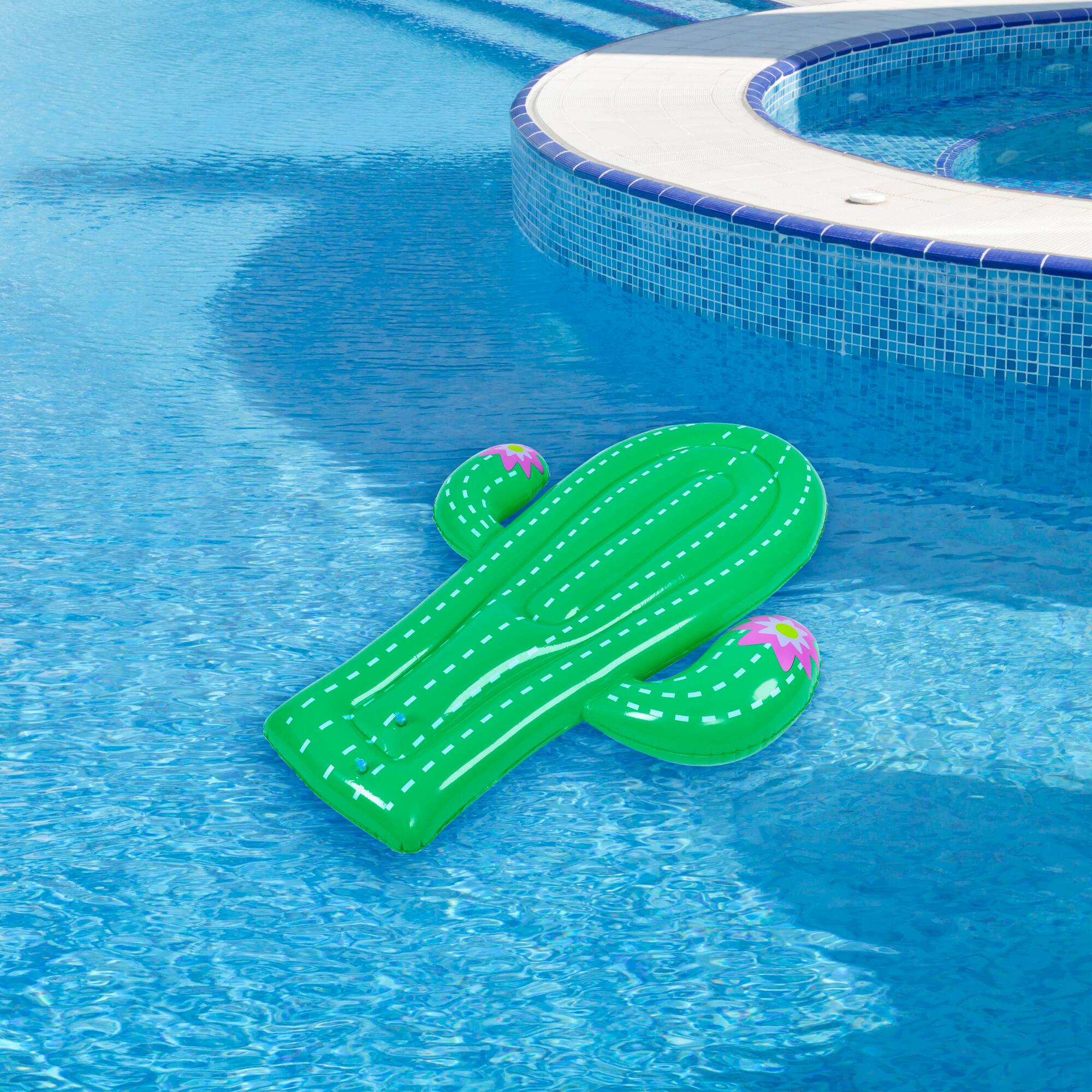 Alt View 1. Pool Central - Inflatable Jumbo Cactus Shaped Pool Float - 5.75' - Green - Green.