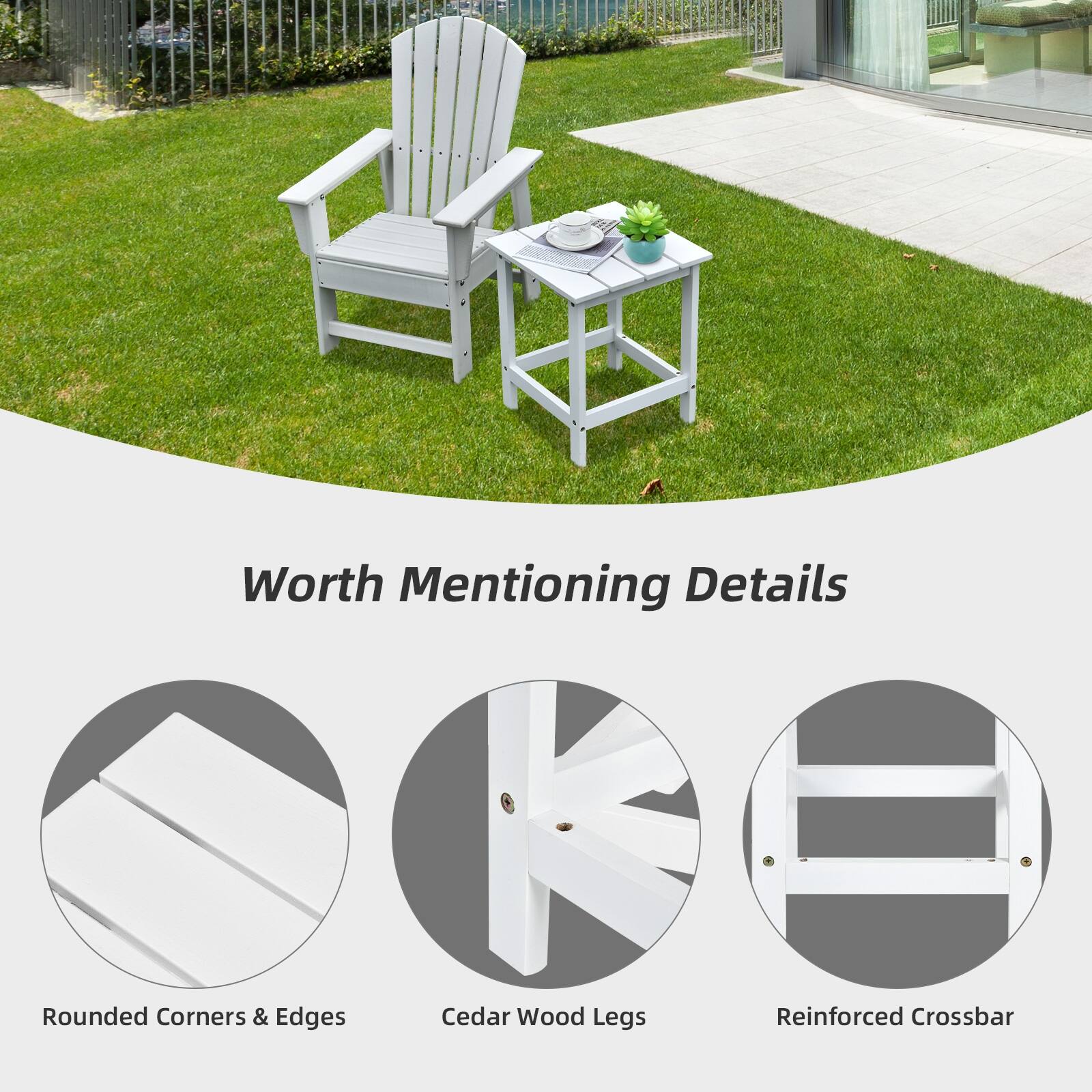 Rounded Corners & Edges, Cedar Wood Legs, Reinforced Crossbar