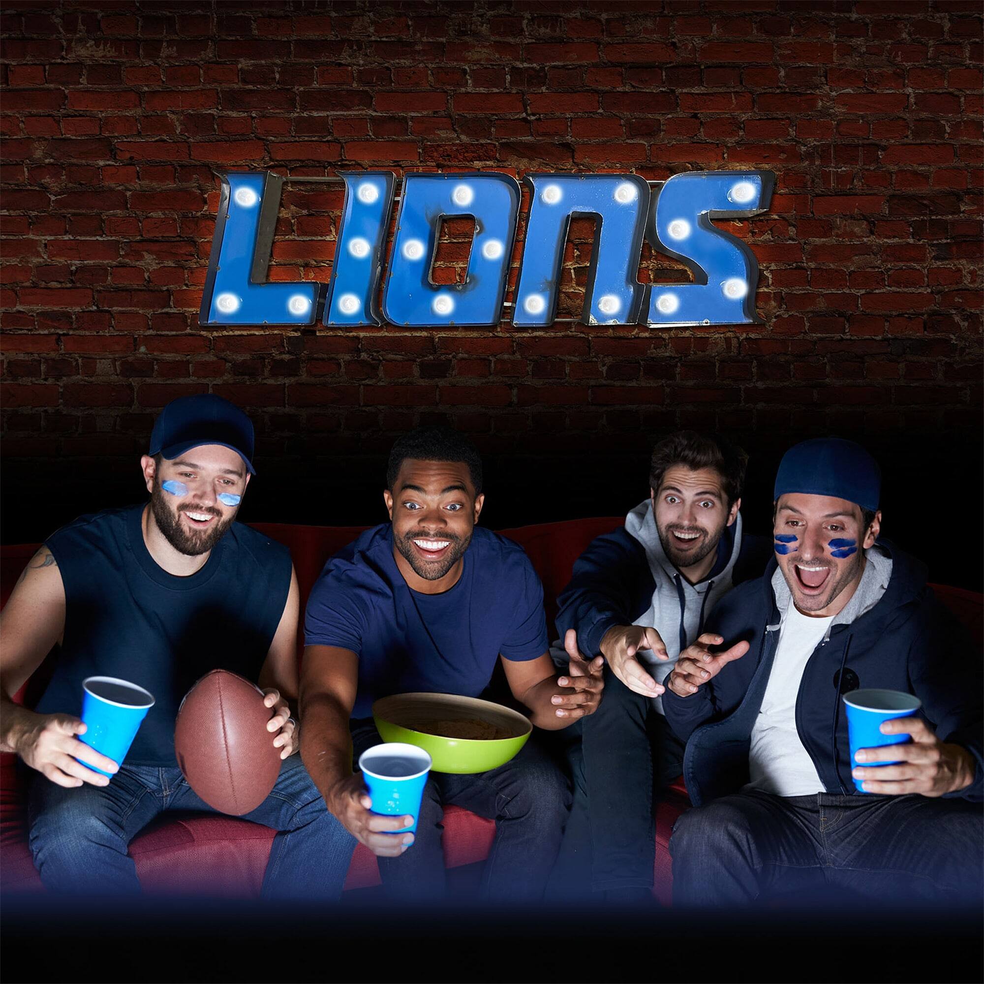 Alt View 2. Imperial - Detroit Lions 9" x 37" Lighted Recycled Metal Sign - Multicolor.