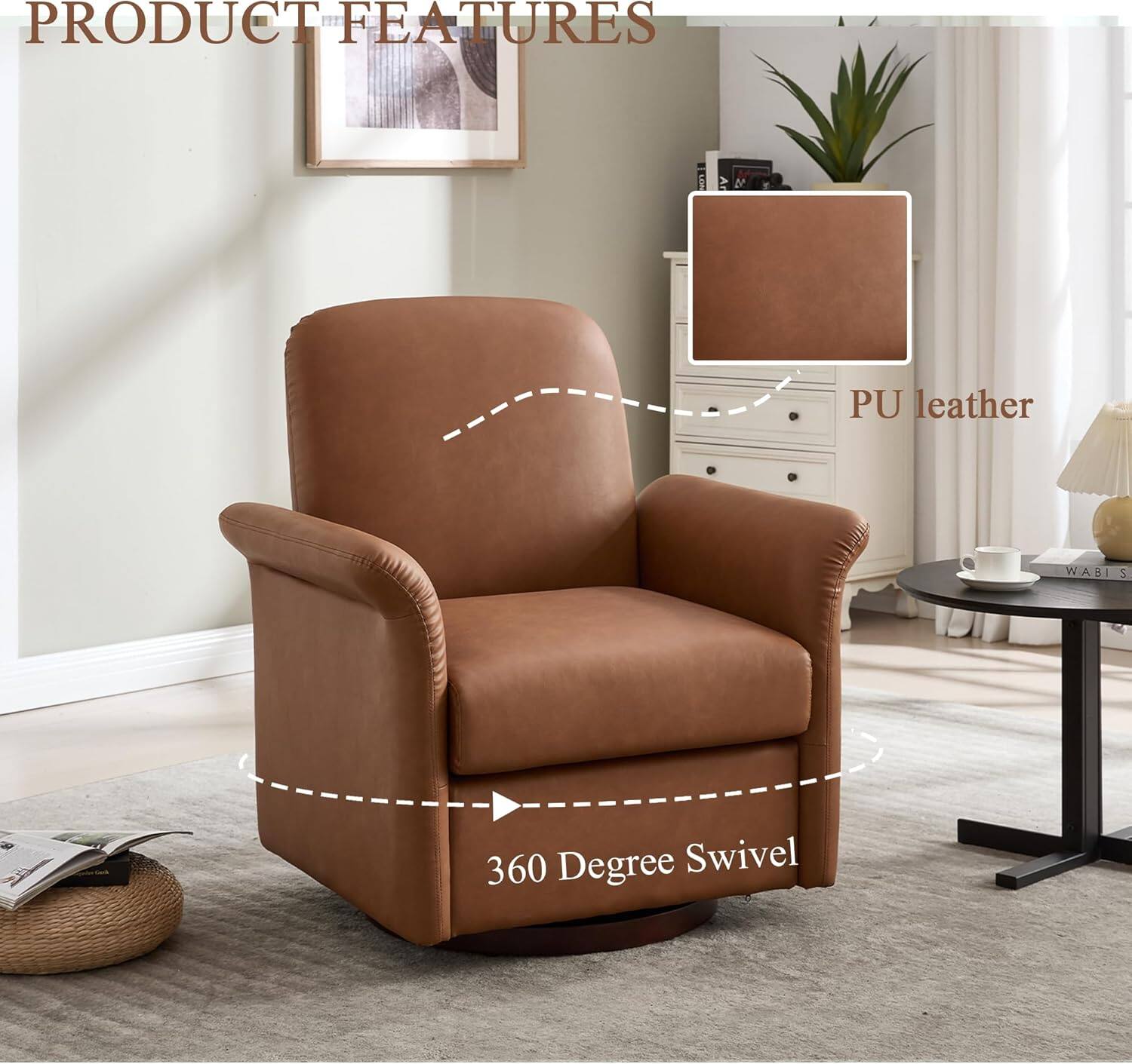 PRODUCT FEATURES

- PU leather
- 360 Degree Swivel