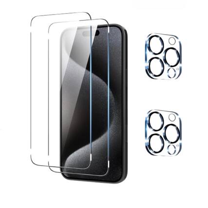 Front. Stock Preferred - 2-Pack Glass Screen Protector and Camera Lens Protector for iPhone 16 Pro Max - Clear.