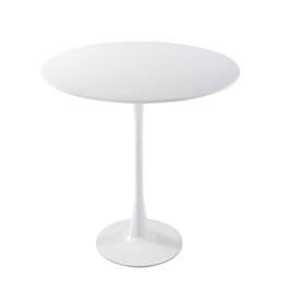 LeisureMod - Bristol 31" Round Dining Table with Sintered Stone Top and Metal Base, Modern Kitchen Bistro Accent Table - White