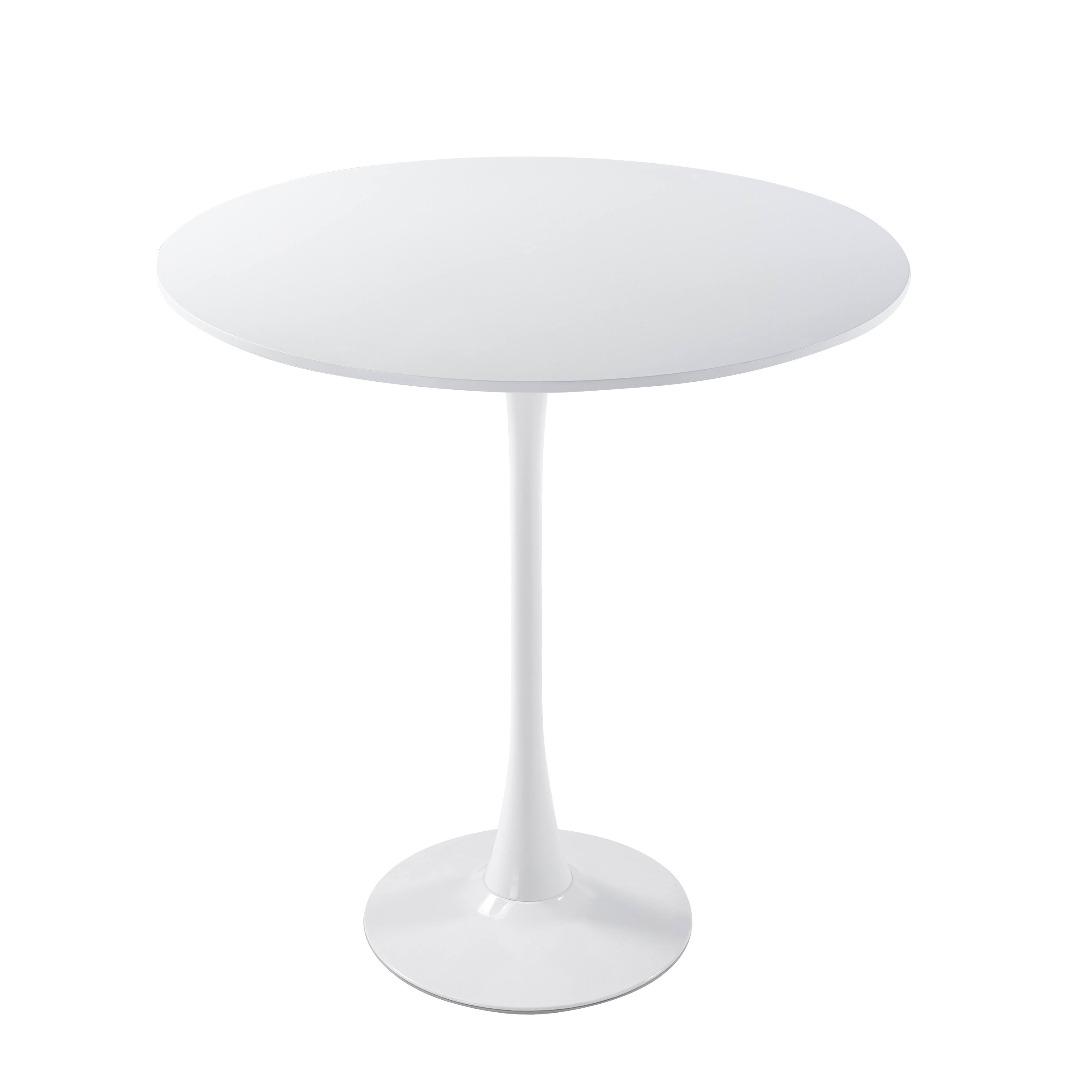 Front. LeisureMod - Bristol 31" Round Dining Table with Sintered Stone Top and White Metal Base, Modern Kitchen Bistro Accent Table - White.