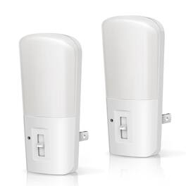 Jandcase - 2-Pack 1W Plug-in Night Light, Amber Glow with Mosquito Repellent, Slide Dimmer, Vertical Design - White