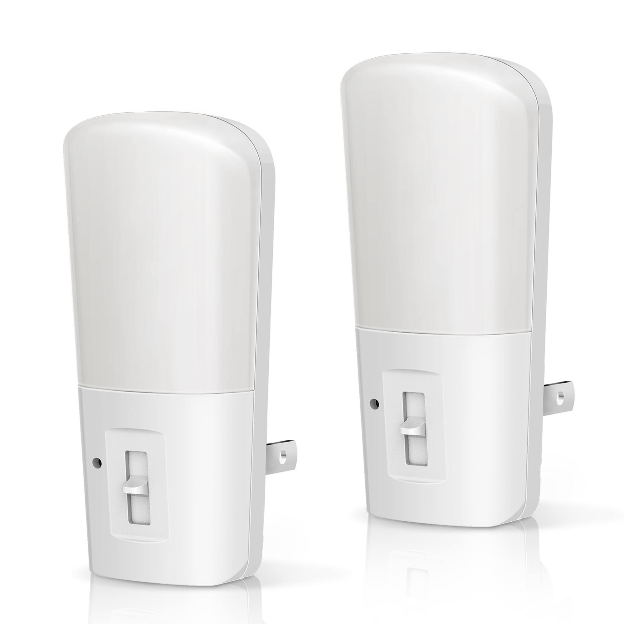 Front. Jandcase - JANDCASE 2-Pack 1W  Plug-in Night Light, Amber Glow with Mosquito Repellent, Slide Dimmer, Vertical Design - White.