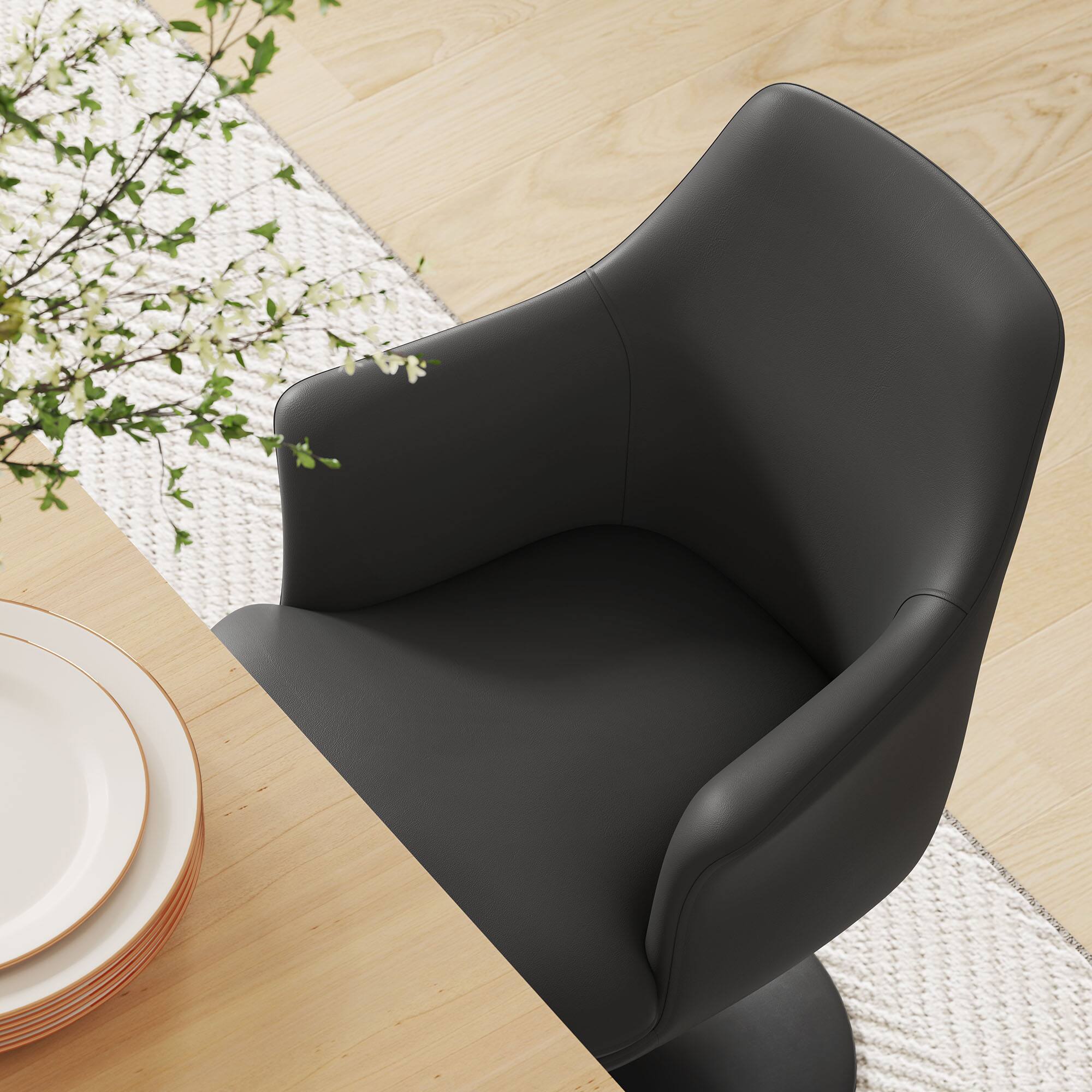 Alt View 2. Modway - Lippa Swivel Dining Armchair - Black Black.