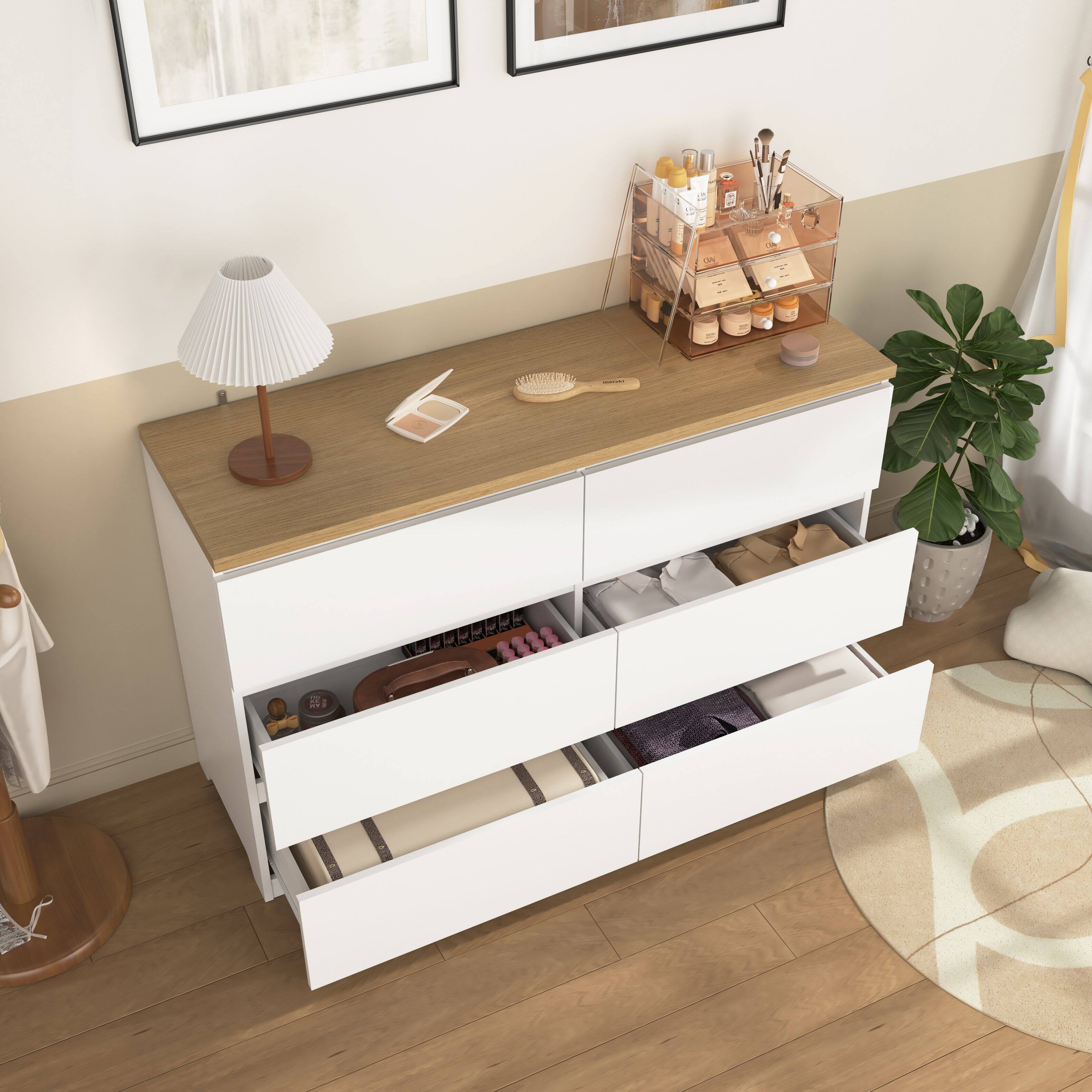 Angle. Forest'nSky - White 6 drawer 47.2 in. Wide Chest of Drawers - White.