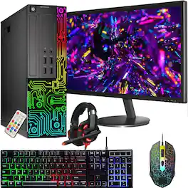 Dell - Refurbished Excellent - RGB OptiPlex 3010 Desktop PC Combo, Intel Core i7 3.4Ghz, 16GB RAM, 512GB SSD, New 24'' Monitor, USB WiFi, WIN11PRO - Black