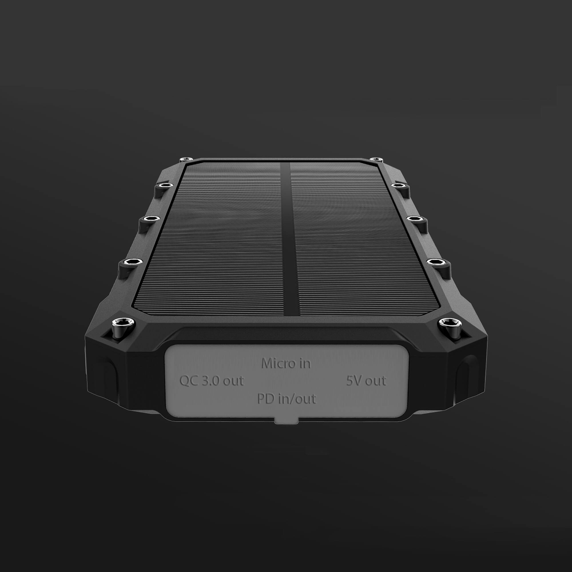 The text on the image reads "QC 3.0 out Micro in PD in/out 5V out."