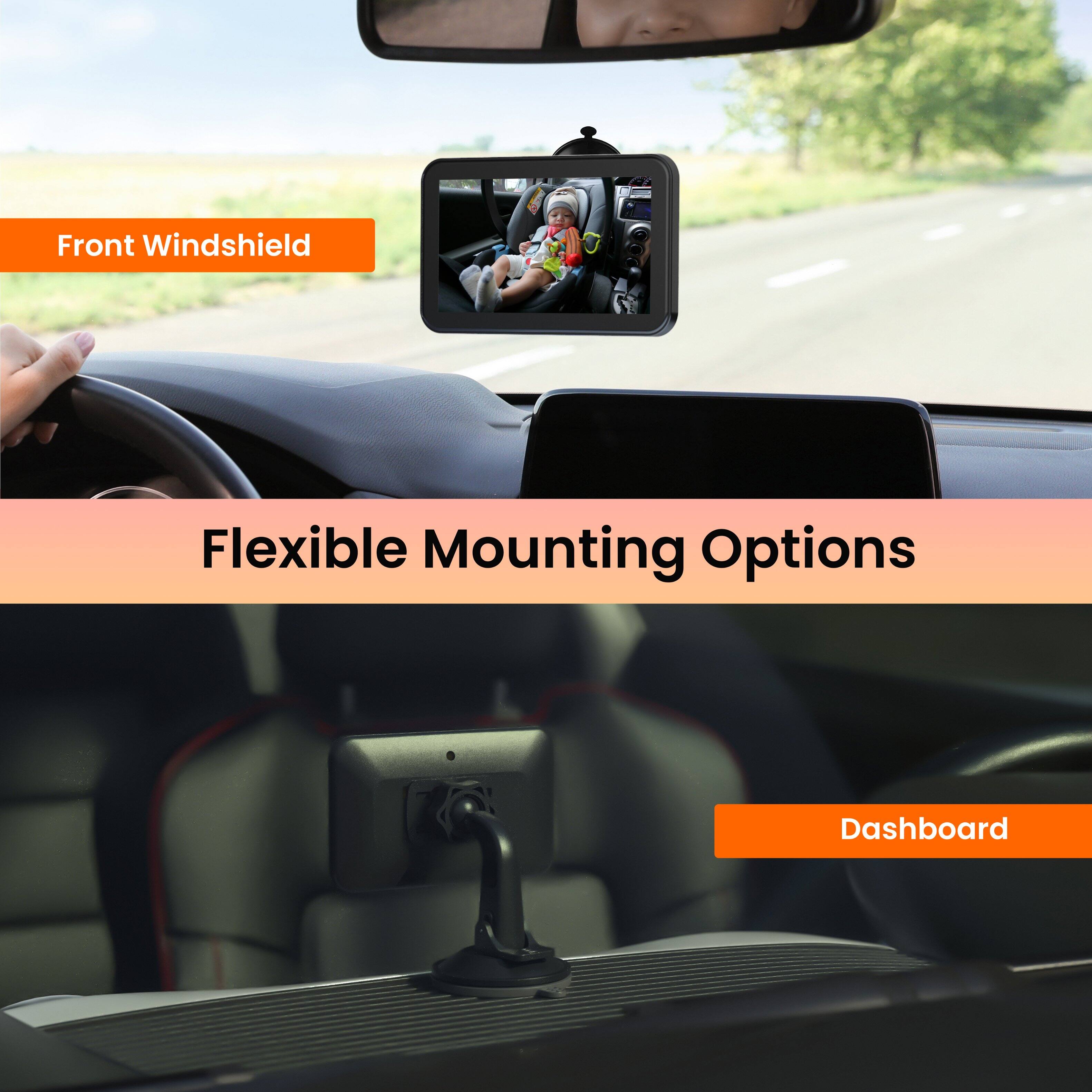 Front Windshield, Flexible Mounting Options, Dashboard