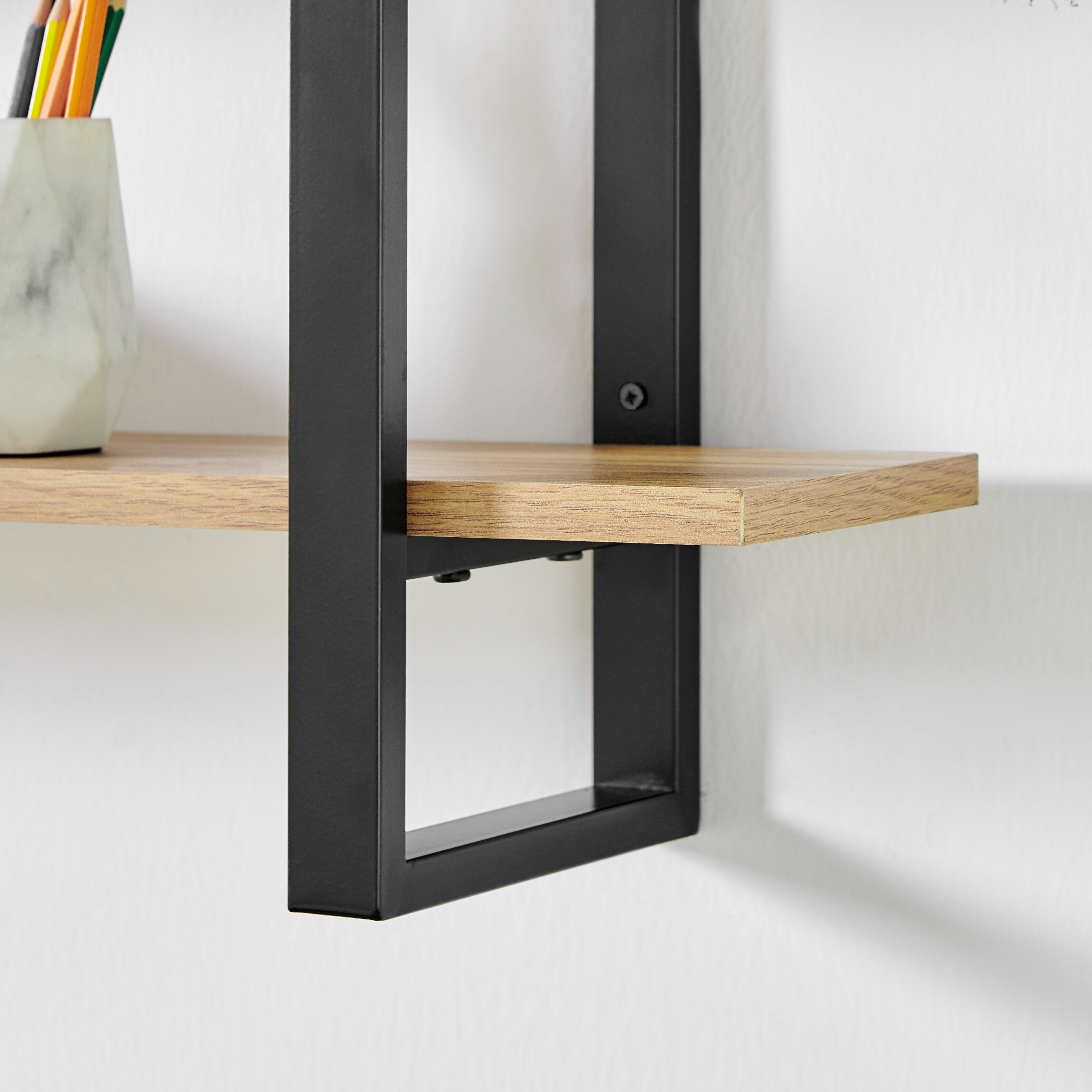 Alt View 2. Danya B - Rio Three Tier Floating Bracket Wall Shelf - Chestnut - Chestnut.