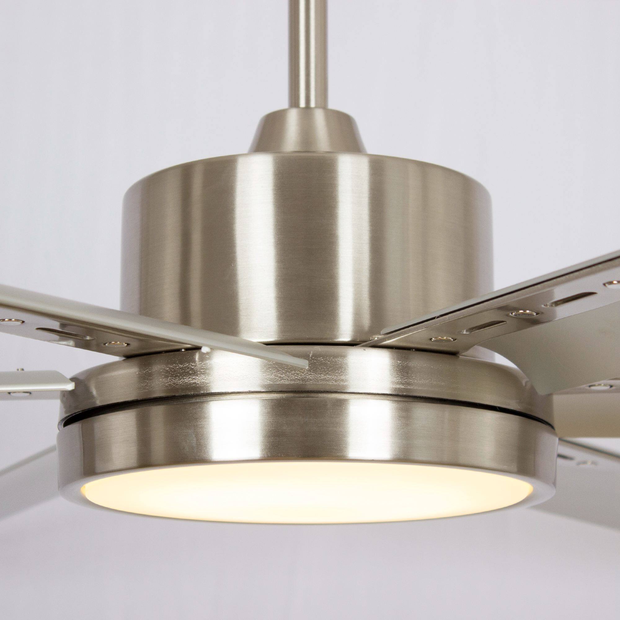 Alt View 4. Parrot Uncle - 65" Modern Silver LED Large Ceiling Fan with Remote Control - Nickel.