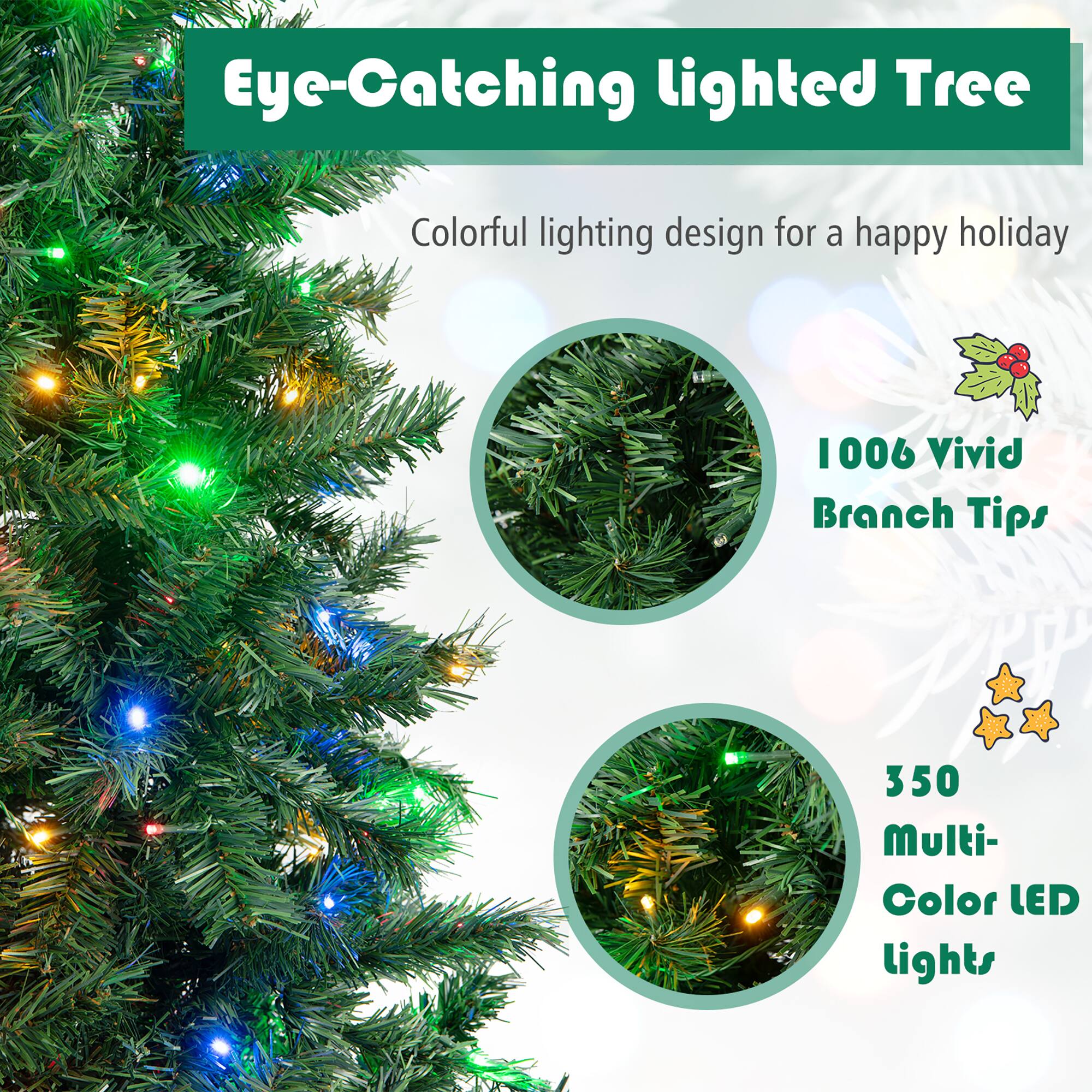 Eye-Catching lighted Tree

Colorful lighting design for a happy holiday

1006 Vivid Branch Tips

350 Multi-Color LED Lights