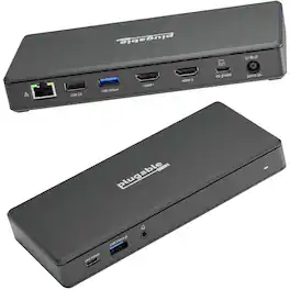 Plugable - USB C Docking Station Dual Monitor 2 HDMI Ports, Power Delivery Dock Dual 4K Monitor for Windows, ChromeOS - Black