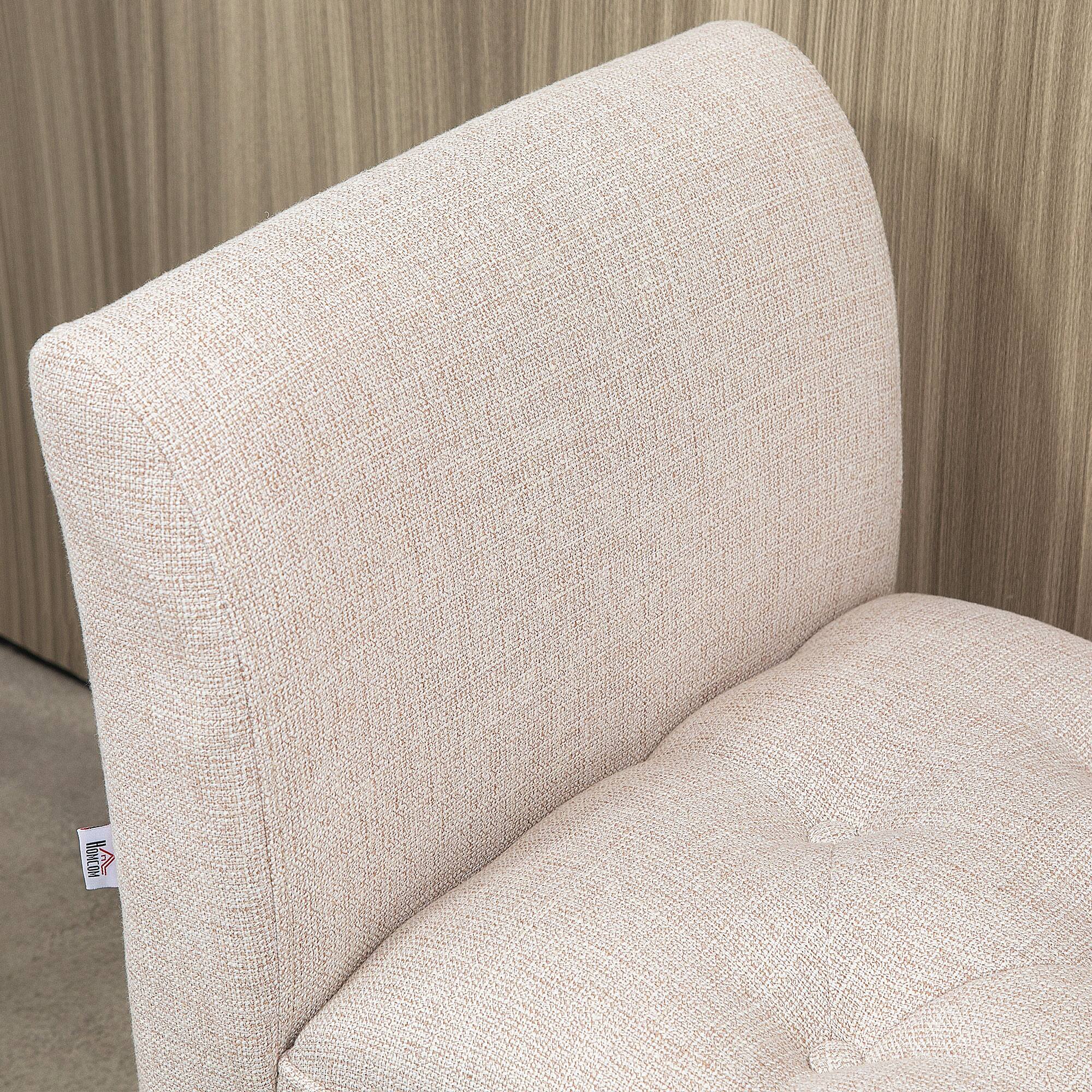 Alt View 5. Homcom - End of Bed Bench with Button Tufted Design, Upholstered Bedroom Entryway Bench with Arms and Solid Wood Legs - Beige.