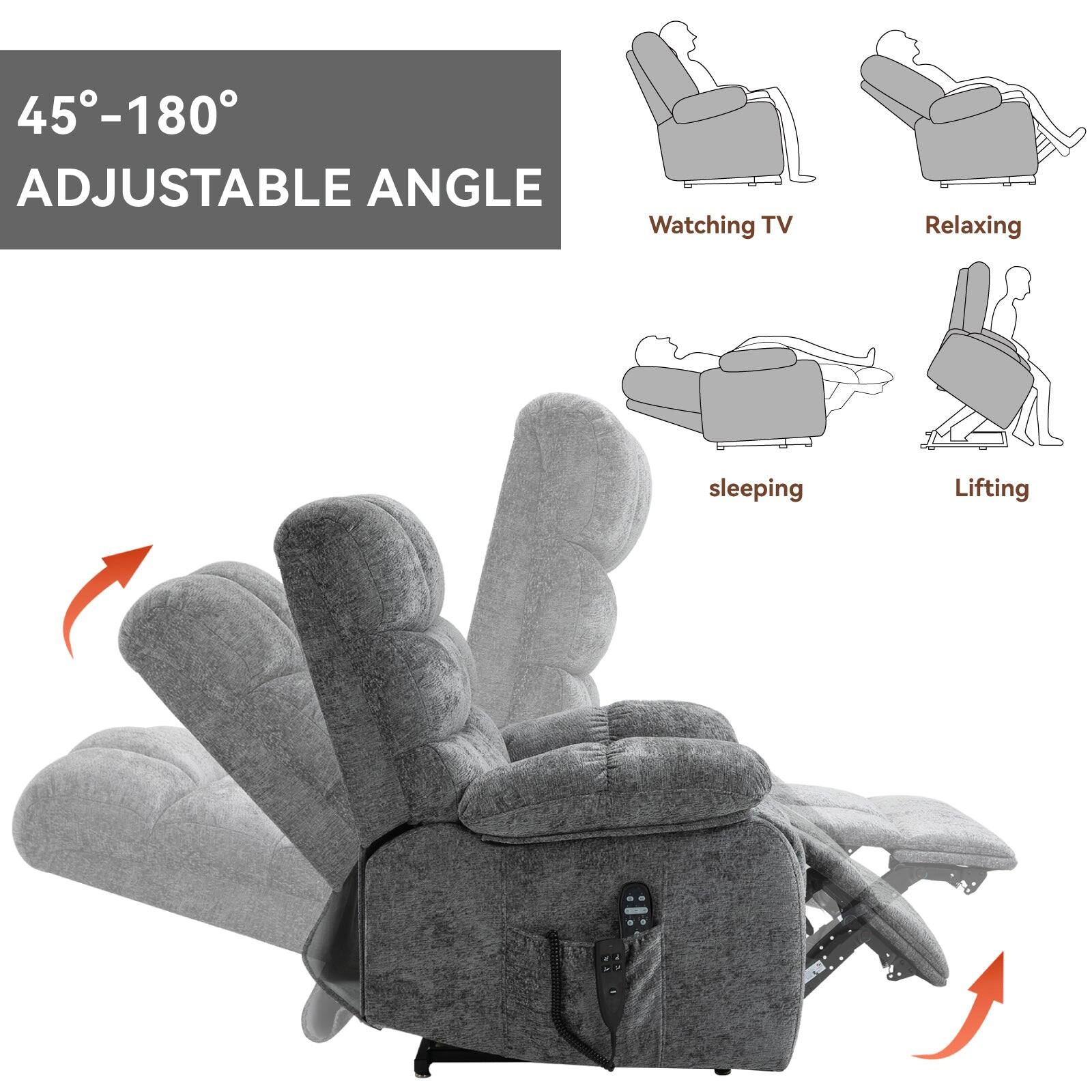 45°-180° Adjustable Angle

Watching TV  
Relaxing  
Sleeping  
Lifting