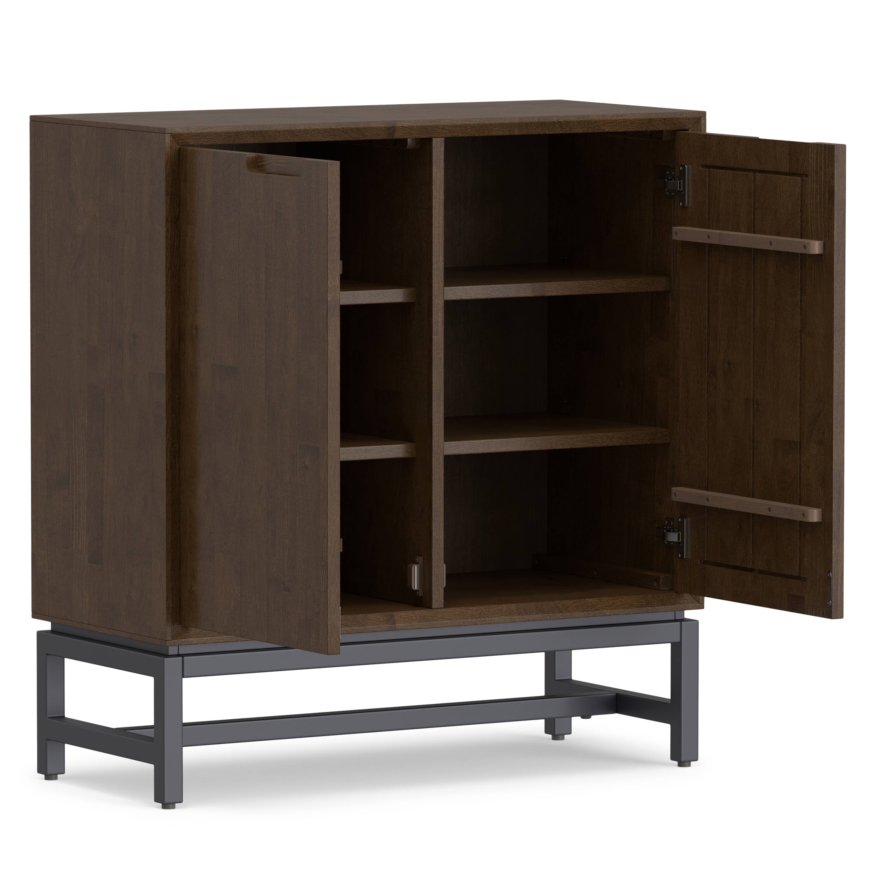 Alt View 1. Simpli Home - Simpli Home Banting SOLID HARDWOOD 39 inch Wide Modern Industrial Medium Storage Cabinet in Walnut Brown - Walnut Brown.