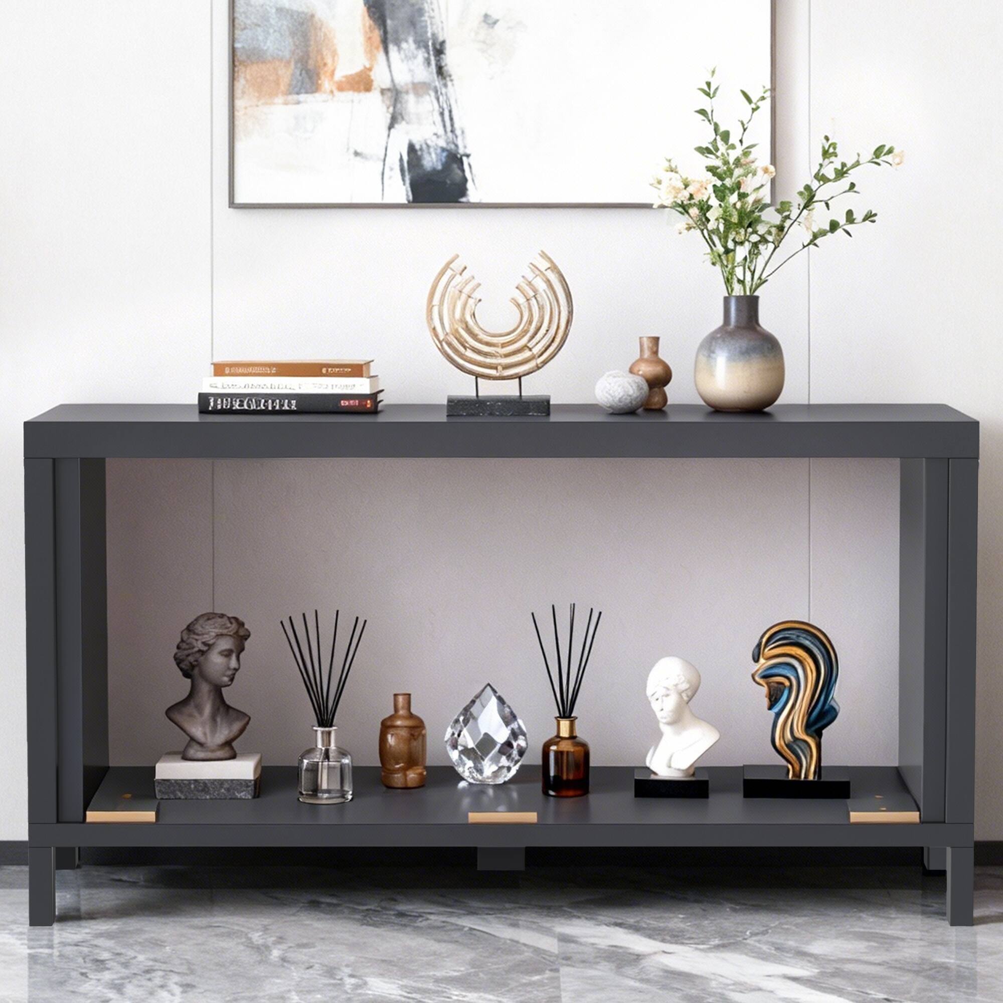 Front. Ihomeadore - 38-inch Modern Black TV Stand Media Storage Cabinet for TVs up to 32'' - Black.