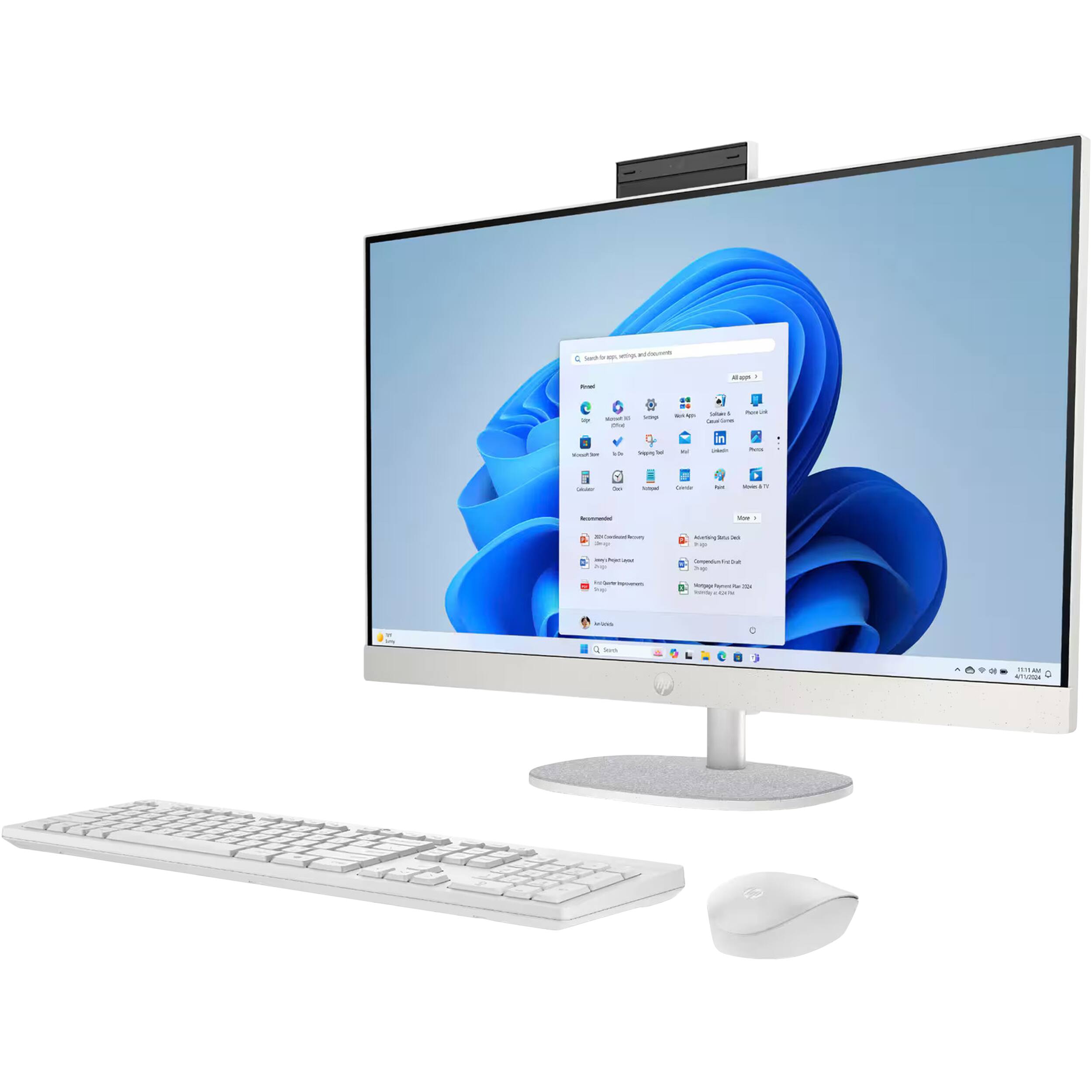Alt View 2. HP - HP 27'' FHD Touchscreen All-in-One Desktop,Intel Utral 7 225U,64GB DDR5,2TB SSD,Iintel Graphics,Win 11 Pro,White - White.