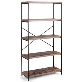 Pefilos - Multipurpose Open Bookcase Industrial Rack Wide Standing Storage Shelf- Tall Bookshelf, Shelves for Living Room - Brown