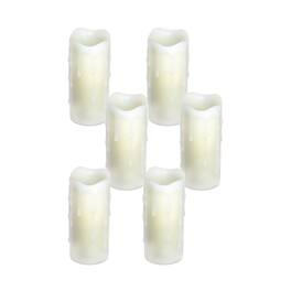 BreeBe - LED Dripping Wax Pillar Candles (Set of 6) - White